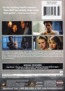Teen Wolf S4 DVD Back