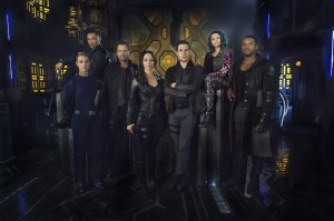 DARK MATTER -- Season:1 -- Pictured: (l-r) Alex Mallari Jr. as Four, Mark Bendavid as One, Roger Cross as Six, Anthony Lemke as Three -- (Photo by: Dennys Ilic/Prodigy Pictures/Syfy)