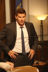 BONES:  Booth (David Boreanaz) and the team investigate a new lead to help determine who is masterminding the government conspiracy that framed him for murder in the "The Lance to the Heart" episode of BONES airing Thursday, Oct. 2 (8:00-9:00 PM ET/PT) on FOX.  ©2014 Fox Broadcasting Co.  Cr: Patrick McElhenney/FOX