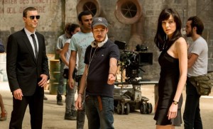 (Left to right.) Star Ed Skrein, Director Camille Delamarre and star Loan Chabanol on the set of EuropaCorp's The Transporter Refueled