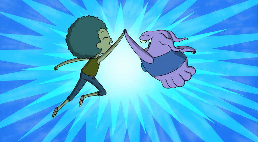 OHandTIPimage002 In Home: Adventures with Tip & Oh premiering on Netflix July 29, Tip and Oh perfect their wacky best friend handshake.