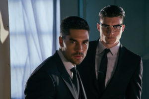<em>L to R – DJ Cotrona (Seth Gecko) and Zane Holtz (Richie Gecko).  </em>Photo credit: El Rey Network/Robert Rodriguez