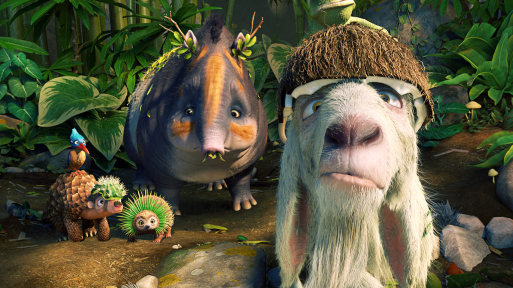 From left to right: Melanie Hinze ("Kiki," far left), Tobias Lelle ("Pango," left), Aylin Tezel ("Epi," center), Ilka Bessin ("Rosie," right) and Joey Camen ("Scrubby," far right) star in Lionsgate Home Entertainment's THE WILD LIFE.