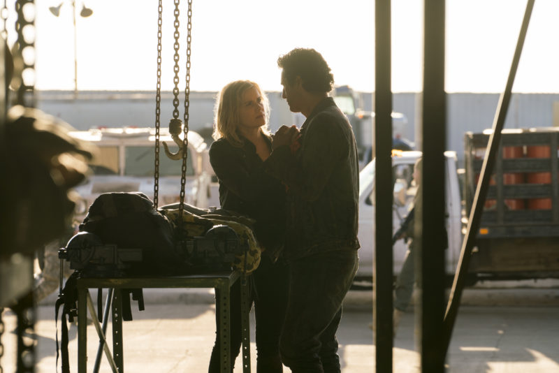 Photo credit: Michael Desmond/AMC Kim Dickens as Madison Clark, Cliff Curtis as Travis Manawa - Fear the Walking Dead _ Season 3, Episode 1 - Photo Credit: Michael Desmond/AMC