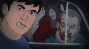 Escaping their fortified house, Tom leaps behind the wheel of a truck – with zombies hot on his trail – in a frightening scene from Night of the Animated Dead. James Roday Rodriguez (A Million Little Things, Psych) provides the voice of Tom in the film, which arrives on Digital starting next Tuesday, September 21, and on Blu-ray Combo Pack & DVD on October 5.