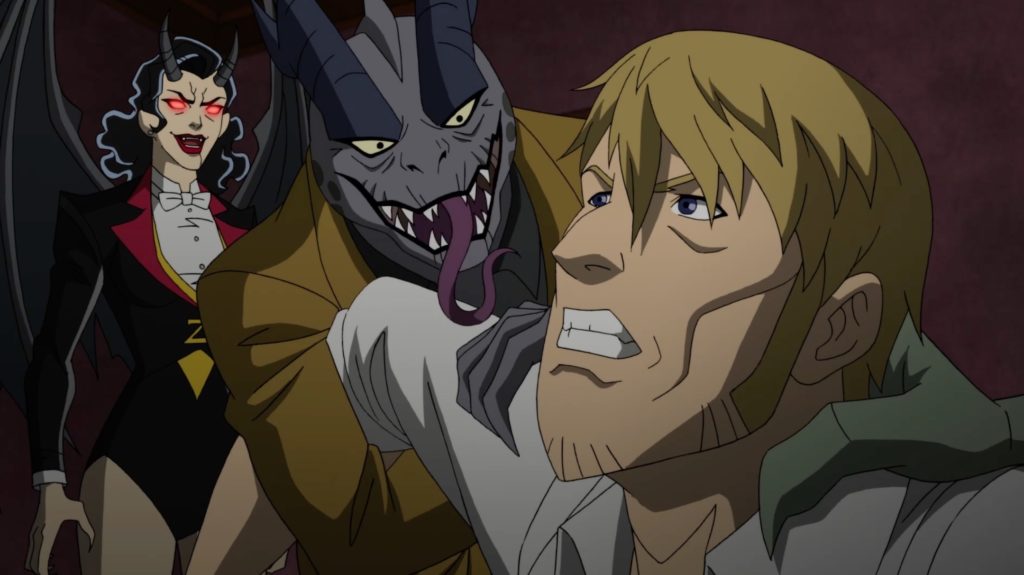 Everyone has their demons, but Constantine is dealing with an entire house full of them – including his beloved Zatanna – in Constantine: The House of Mystery, the lengthy anchoring animated short of the compilation set. Matt Ryan (Constantine, Legends of Tomorrow) reprises his role as the title character, while Camilla Luddington (Grey’s Anatomy) is back for another turn as Zatanna. Everyone has their demons, but Constantine is dealing with an entire house full of them – including his beloved Zatanna – in Constantine: The House of Mystery, the lengthy anchoring animated short of the compilation set. Matt Ryan (Constantine, Legends of Tomorrow) reprises his role as the title character, while Camilla Luddington (Grey’s Anatomy) is back for another turn as Zatanna.