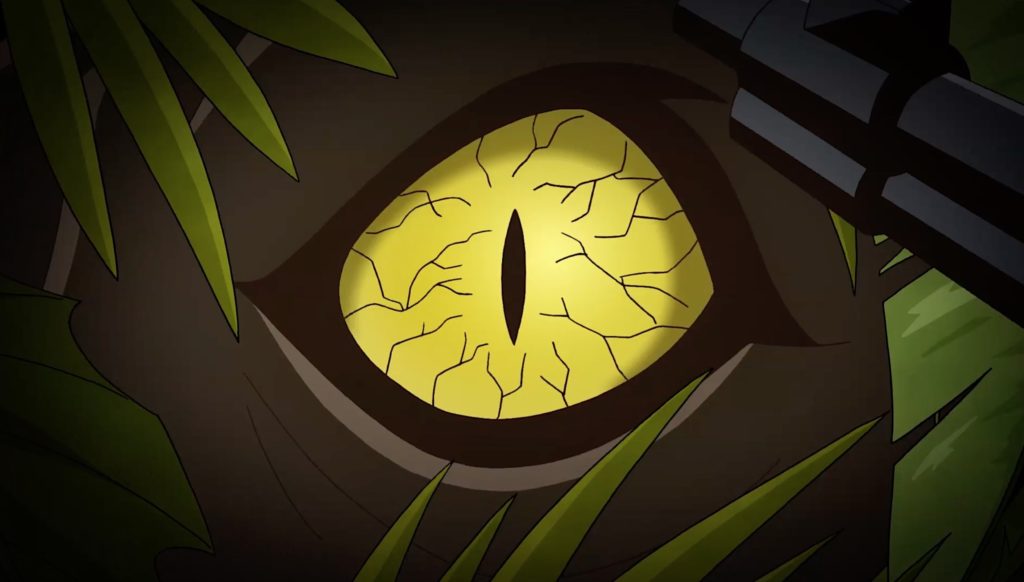 DCS-Losers-Dino Eye Somebody is watching our heroes … and probably considering a marinade. You’ll have to watch The Losers to discover what’s behind that enormous eye. The Losers is directed by Milo Neuman (LEGO DC Comics Super Heroes: The Flash) from a script by Tim Sheridan (Batman: The Long Halloween).