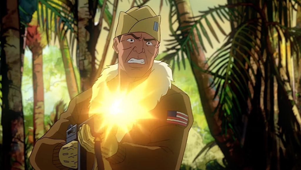 DCS-Losers-Storm-3 Once the secrets of the island are revealed, sheer mayhem reins the day – which is ironic given that Dean Winters, known for roles in John Wick & 30 Rock, and probably most easily recognized as an insurance company’s advertisement character Mayhem, provides the voice of Captain Storm.
