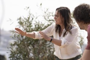 The Holiday S01 E04 Jill Halfpenny as Kate Owen McDonnell as Sean Projector Pictures Clapperboard Studios