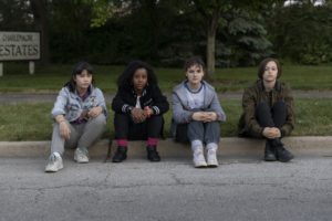 PaperGirls 101 Riley Lai Nelet as Erin Tieng, Camryn Jones as Tiffany Quilkin, Fina Strazza as KJ Brandman, Sofia Rosinsky as Mac Coyle