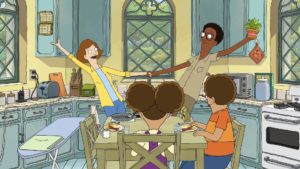 Paige (voiced by Kathryn Hahn) and Owen (voiced by Leslie Odom Jr.) in “Central Park” season three, premiering September 9, 2022 on Apple TV+.