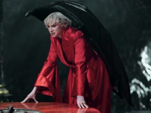 The Sandman. Gwendoline Christie as Lucifer Morningstar in episode 104 of The Sandman. Cr. Laurence Cendrowicz/Netflix © 2022