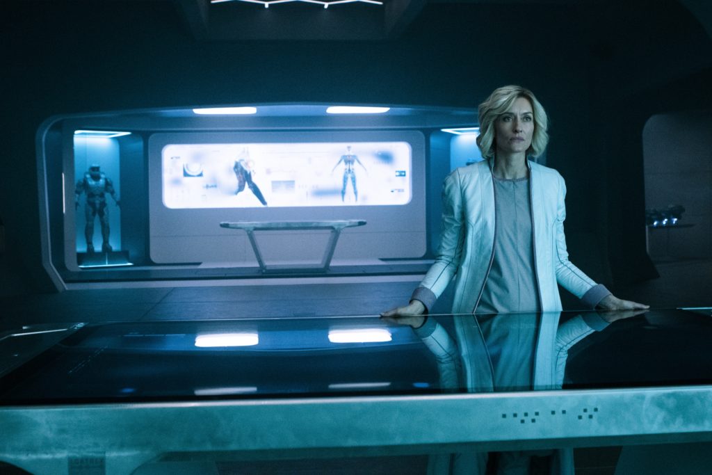 Natascha McElhone as Dr. Catherine Halsey in Halo episode 3, season 1, Streaming on Paramount+. Photo credit: Adrienn Szabo/Paramount+